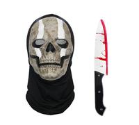 XFSRG 2 Pezzi Halloween Maschera e Coltello Insanguinato Finto Set di Scream Horror Raccapricciante Mask per Carnevale Festa(Set D)
