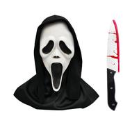 XFSRG 2 Pezzi Halloween Maschera e Coltello Insanguinato Finto Set di Scream Horror Raccapricciante Mask per Carnevale Festa(Set A)