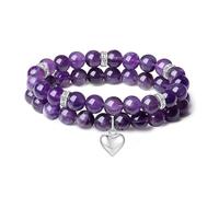 XFSRG 2 Pièce Bracelet De Perles Cristal Rose,Bohème Bracelet d'amour, Fait à La Main, Mode Pour Femmes, Accessoires Les Mains, Cadeau Approprié Amis(Violet)