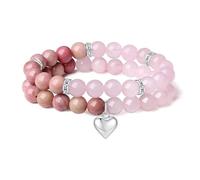 XFSRG 2 Pièce Bracelet De Perles Cristal Rose,Bohème Bracelet d'amour, Fait à La Main, Mode Pour Femmes, Accessoires Les Mains, Cadeau Approprié Amis(Rose)