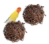 XFSRG 2 Pièce Jouet Perroquet en Rotin Naturel Boule Tressée Robuste 6 cm à Grignoter Stimule l’Esprit des Oiseaux et Décoration Intérieure