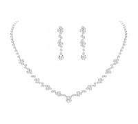 XFSRG 2 Pièces Bijoux Femme Boucles d'Oreilles Collier en Strass Etincelant Mode et Élégante Bijoux de Mariage pour La Banquets Fêtes