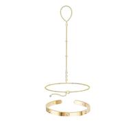 XFSRG 2 Pièces Bracelet Chaîne Main en Or pour Femme avec Anneau Plaquée Or 14K Bracelets Empilables Délicats avec Bague Doigt Bijoux de Plage Bohème (Or 3)