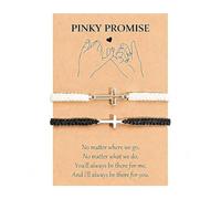 XFSRG 2 Pièces Bracelet Croix Chrétienne avec Carte Tressé pour Couple Ajustable Bracelet Croix Réglable Bijou D’amitié et Promesse (Blanc + Noir)