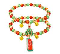 XFSRG 2 Pièces Bracelet de Noël Femme Pendentif Père Noël Bracelets Perles Colorées Élégant Accessoire Festif Tendance
