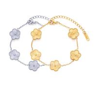 XFSRG 2 Pièces Bracelet Femme 18K Trèfle a Quatre Porte Bracelets Élégant Réglable Bijoux Cadeau pour l'Anniversaire Noël Saint Valentin(Or + Argent)