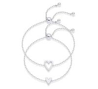 XFSRG 2 Pièces Bracelet Femme Charms Bracelet de Partenaire Parure Femme Homme Couple Coeur Élégant Bijoux Cadeau Valentin Anniversaire Saint Valentin pour Mari Épouse (Argent)
