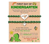 XFSRG 2 Pièces Bracelet Jeunes Garçon Dinosaure Amitié Tressé Cordon Ajustable Acier Inoxydable Bracelet Jeune pour École Maternelle Cadeau Garcon Accessoire (Vert)