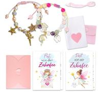 XFSRG 2 Pièces Bracelets pour Filles en Perles avec Carte de la Petite Souris Bracelet Enfant Réglable Souvenir de Dent de Lait Surprise pour Fille Nièce ou Filleule