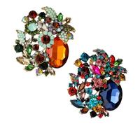 XFSRG 2 Pièces Broche Fleur Cristal Goutte Vintage Cristal Strass Femme