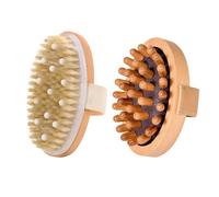 XFSRG 2 Pièces Brossage a Sec Brosse pour le Corps Douche de Massage en Bois Exfoliante et Une Amélioration de La Circulation Sanguine Dry Brushing Améliorer les Fonctions lymphatiques