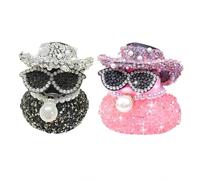 XFSRG 2 Pièces Canard Decoration Voiture Tableau de Bord Ornement de Chapeau Lunettes Perle Accessoires Auto Deco Interieur Voiture Bureau Decoration Dashboard(Noir et Rose-1)