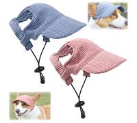 XFSRG 2 Pièces Casquette Chien de Baseball Chapeau Soleil Ajustable avec Trous Oreilles Coiffe Plage Chiots pour Animal Protection Solaire(Bleu+Rose/L)