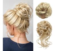 XFSRG 2 Pièces Chignon Postiche Cheveux Grande Postiches Extensions de Cheveux Ondulés Synthétiques Postiches pour Femmes et Filles (Doré)