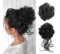 XFSRG 2 Pièces Chignon Postiche Cheveux Grande Postiches Extensions de Cheveux Ondulés Synthétiques Postiches pour Femmes et Filles (Noir)