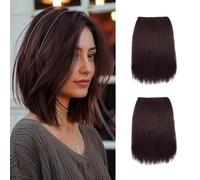 XFSRG 2 Pièces Clip in Hair Extensions Invisibles sans Couture pour Ajouter du Volume aux Cheveux for Thin Hair Femme (Brun foncé)
