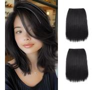 XFSRG 2 Pièces Clip in Hair Extensions Invisibles sans Couture pour Ajouter du Volume aux Cheveux for Thin Hair Femme (Brun-noir)