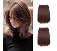 XFSRG 2 Pièces Clip in Hair Extensions Invisibles sans Couture pour Ajouter du Volume aux Cheveux for Thin Hair Femme (Brun clair)