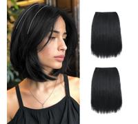 XFSRG 2 Pièces Clip in Hair Extensions Invisibles sans Couture pour Ajouter du Volume aux Cheveux for Thin Hair Femme (Noir naturel)