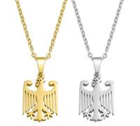 XFSRG 2 Pièces Collier Aigle Allemand pour Homme avec Pendentif Aigle Fédéral Collier en Acier Inoxydable 304 Hypoallergénique Chaîne Robuste Bijoux pour Homme et Femme