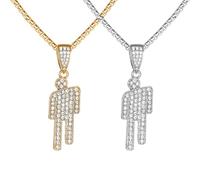 XFSRG 2 Pièces Collier Pendentif Hip Hop Silhouette Strass Collier avec Pendentif Bijou de Cou Longue Chaîne pour Femme Chaîne Torsadée Bijoux Rap Tendance