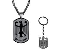 XFSRG 2 Pièces Collier Plaque Militaire Homme Pendentif Aigle D'identité Militaire Collier Pendentif Plaque D'identité Style Allemagne
