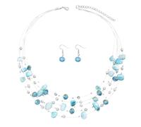 XFSRG 2 Pièces Collier Ras du Cou Multicouche et Boucles D Oreilles de Perles Multicouches Collier Multi Brins Style Années 1920 Parure Pendentifs Superposés pour Femme (Style2)