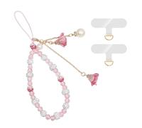 XFSRG 2 Pièces Cordon Telephone Portable Rose Élégant Avec Perles Et Fleurs Dragonne Téléphone Portable Mode Bijoux (Rose)