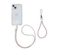 XFSRG 2 Pièces Cordon Téléphone Portable Universelle Brillant avec Patchs en PVC Élégante et Pratique Lanière pour Téléphones avec Sangles de Poignet (Rose)