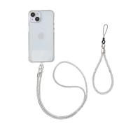 XFSRG 2 Pièces Cordon Téléphone Portable Universelle Brillant avec Patchs en PVC Élégante et Pratique Lanière pour Téléphones avec Sangles de Poignet (Argent)