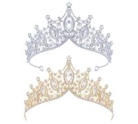 XFSRG 2 Pièces Cristaux Couronne Femmes Vintage Luxueux Diademe Brillant et Élégant pour le Bal de Fin d'Année Anniversaire Banquet