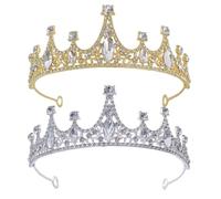 XFSRG 2 Pièces Diadème de Mariage Couronne Tiare de Couronne Princesse Reine Diadème en Strass Accessoire Cheveux Mariage Anniversaire Fête Cosplay Mariages Fêtes