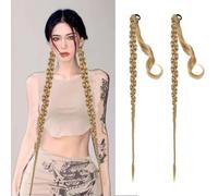 XFSRG 2 Pièces Extension de Queue de Cheval Tressée 70cm Extensions de Cheveux avec Attache Enveloppante Synthétique Postiches Longue Ponytail Extension pour les Femmes(27/613)