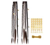 XFSRG 2 Pièces Extensions de Tresses à Clip Postiches Dreadlocks Bohèmes | avec Anneaux pour Cheveux Clip in Extensions Cheveux Tressés Accessoires de Coiffure pour Femmes