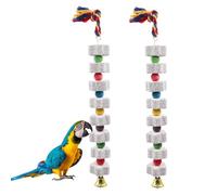 XFSRG 2 Pièces Jouet Perroquet Oiseaux à Mâcher Jouets Minéral avec Clochettes pour Perruches Perroquets Hamsters Chinchillas et Lapins(Gris)
