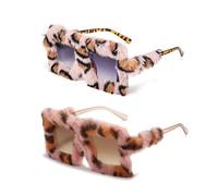 XFSRG 2 Pièces Lunettes de Soleil Femme Monture Carrée Oversize Protection Lunette Fashion Tendance Accessoire Mode Lunette Soleil Femme Style Rétro Vintage(Marron et Rose)