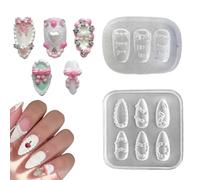 XFSRG 2 Pièces Moule à Ongles en Silicone 3D Bordure Crème Nœud Délicat Moules à Plaques de Tampons Ongles Pochoirs Art Ongulaire pour le Nail Art DIY