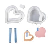 XFSRG 2 Pièces Moule Silicone Coeur Resine Epoxy Moule Silicone Résine Vase à Faire Soi-même avec 2 Tubes à Essai pour Parfumée Savon