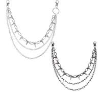 XFSRG 2 Pièces Multi-Couches Punk Jeans Chaînes pour Femmes Hommes Unisexe Goth Punk Set Triple Pant Chain Hip Hop Streetwear pour Homme Femme Wallet Taille Link Chains