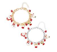 XFSRG 2 Pièces Noël Bracelet Femme Noel Bijoux Chaîne à Breloques Accessoires Fille Alliage Festifs Cadeau Bracelet Thème Noël Bijoux Décoratifs Hiver (D)