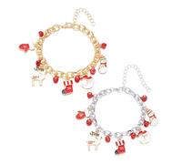 XFSRG 2 Pièces Noël Bracelet Femme Noel Bijoux Chaîne à Breloques Accessoires Fille Alliage Festifs Cadeau Bracelet Thème Noël Bijoux Décoratifs Hiver (E)
