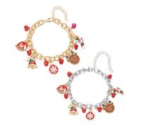 XFSRG 2 Pièces Noël Bracelet Femme Noel Bijoux Chaîne à Breloques Accessoires Fille Alliage Festifs Cadeau Bracelet Thème Noël Bijoux Décoratifs Hiver (B)