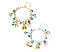 XFSRG 2 Pièces Noël Bracelet Femme Noel Bijoux Chaîne à Breloques Accessoires Fille Alliage Festifs Cadeau Bracelet Thème Noël Bijoux Décoratifs Hiver (C)