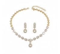 XFSRG 2 Pièces Parure Bijoux Femme Ensemble Collier et Boucles d'Oreilles Strass en Cristal Parures Bijoux de Mariée Accessoires de Soirée Mariage pour Multiples Occasions