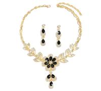 XFSRG 2 Pièces Parure Bijoux Floral Cristal Collier Boucles D'oreilles Ensemble Élégant Brillant Argenté Luxueux Bijouterie Femme