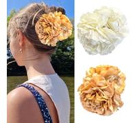 XFSRG 2 Pièces Pince à Cheveux Fleur D'orchidée Orchidées Doubles Barrette Fleur Pince Femme Pinces Hawaïennes Fleurs Barrettes à Fleurs Tropicales Cheveux (B)
