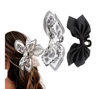 XFSRG 2 Pièces Pince Cheveux Femme Barrettes Nœud Papillon Accessoires de Coiffure Grand Format Convient Plusieurs Types Coiffures