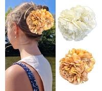 XFSRG 2 Pièces Pince Cheveux Femme Fleur Accessoire Cheveux Mode Clip Idéale pour Coiffures Tous les Jours et Fête(Blanc et Jaune)