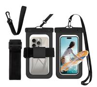 XFSRG 2 Pièces Pochette Étanche Téléphone avec Brassard et Cordon Housse Sac Étanche Téléphone Pochette Tactile Universelle pour Course Natation Plage Voyage