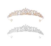 XFSRG 2 Pièces Strass Couronne Femmes Diademe Élégant Accessoires pour Cheveux Haut de Gamme pour les Mariages Bar Mitzvahs Anniversaires
